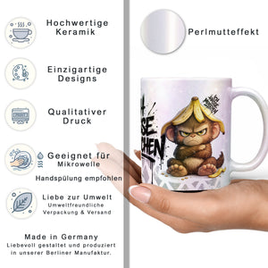 Affe Tasse „Ich hasse Menschen“ – Lustige Kaffeetasse - Sunnywall - Individualität trifft Design