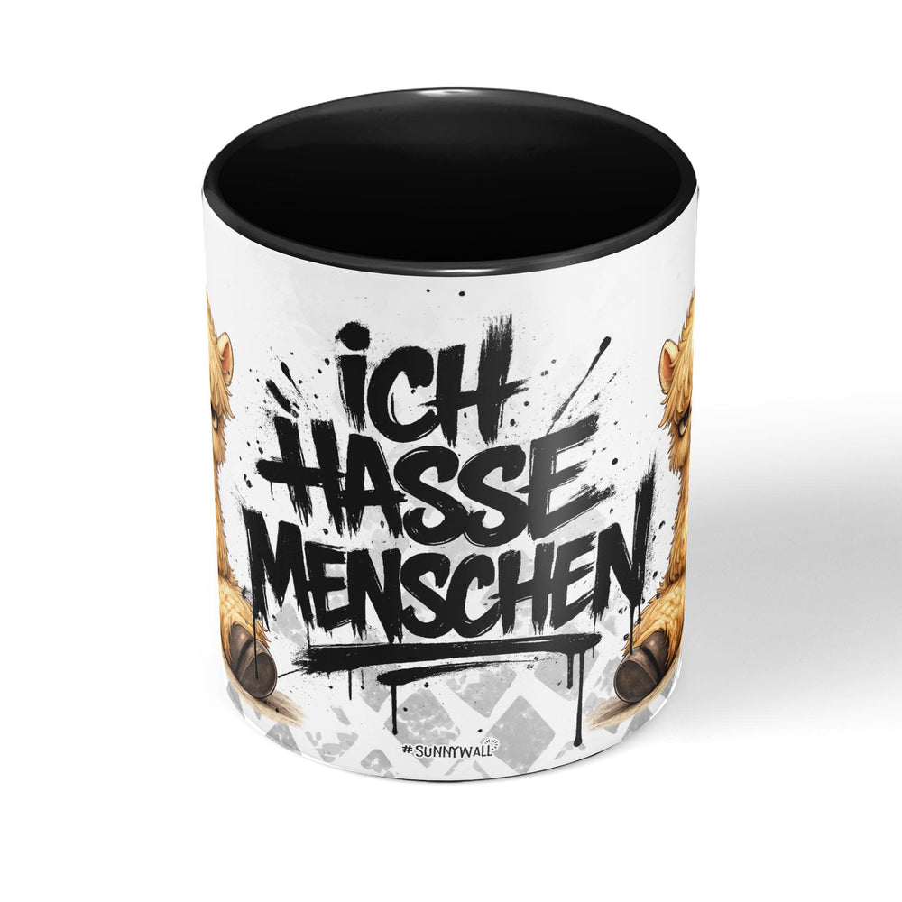 Alpaka Tasse „Ich hasse Menschen“ – Lustige Kaffeetasse - Sunnywall - Individualität trifft Design