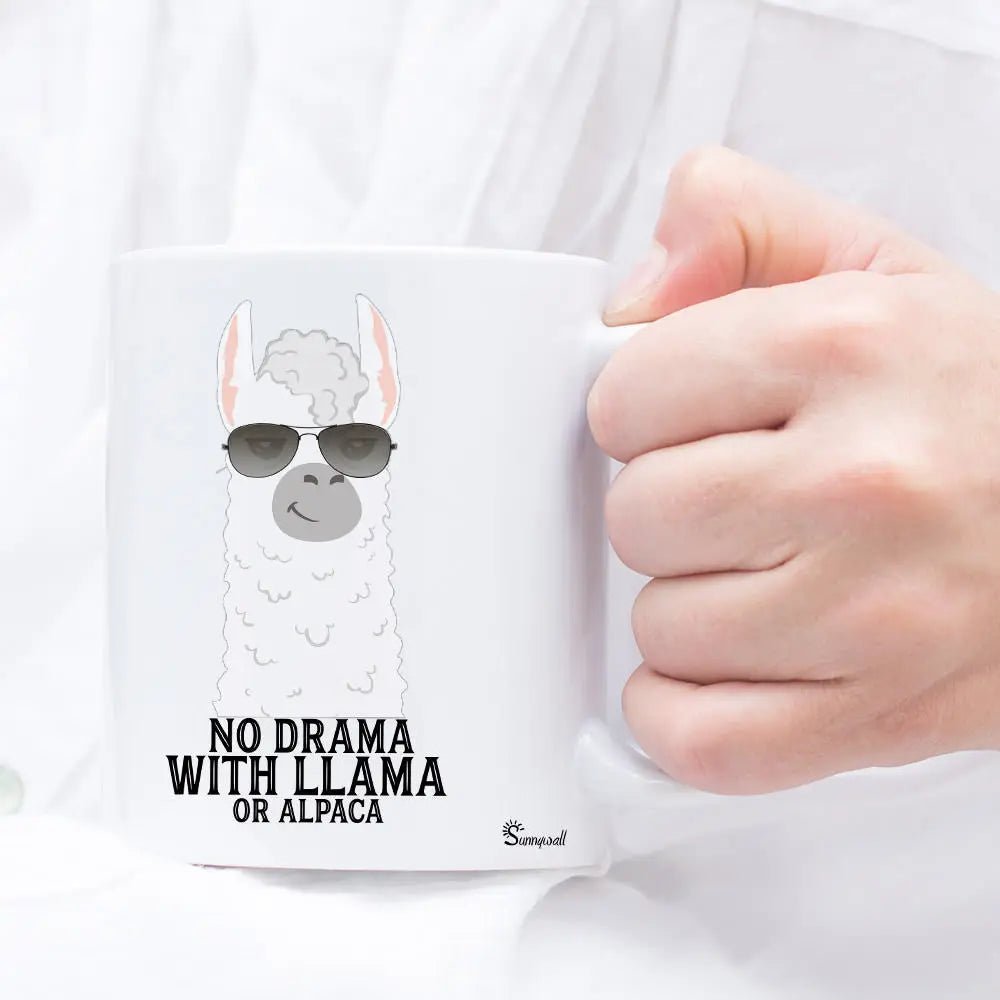 Alpaka Tasse No Drama with Llama or Alpaca - Sunnywall - Individualität trifft Design