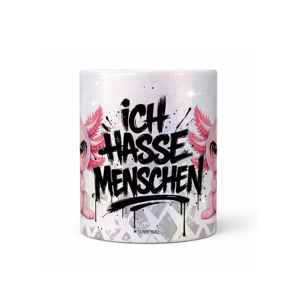 Axolotl Tasse „Ich hasse Menschen“ – Lustige Kaffeetasse - Sunnywall - Individualität trifft Design
