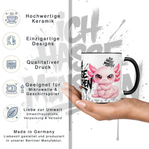 Axolotl Tasse „Ich hasse Menschen“ – Lustige Kaffeetasse - Sunnywall - Individualität trifft Design