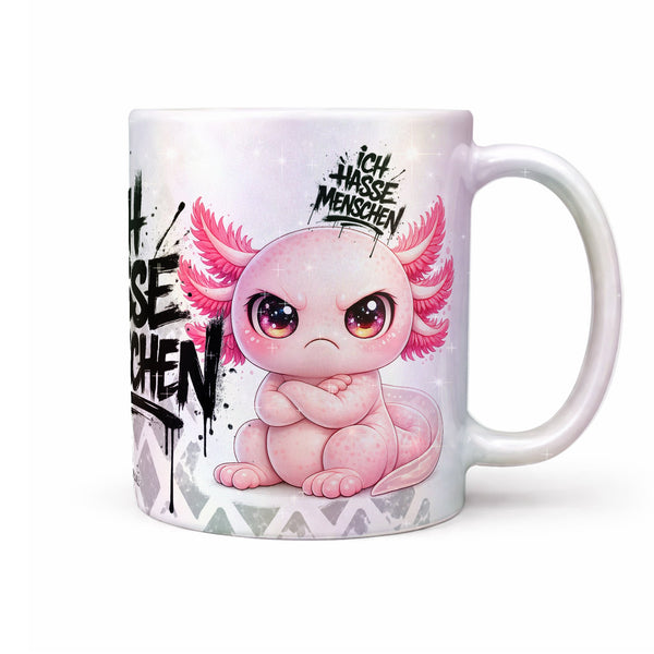 Axolotl Tasse „Ich hasse Menschen“ – Lustige Kaffeetasse - Sunnywall - Individualität trifft Design