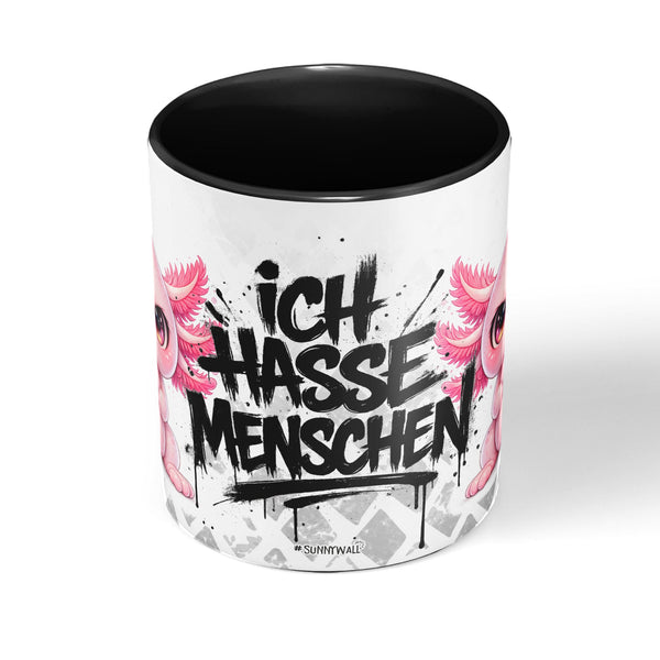 Axolotl Tasse „Ich hasse Menschen“ – Lustige Kaffeetasse - Sunnywall - Individualität trifft Design