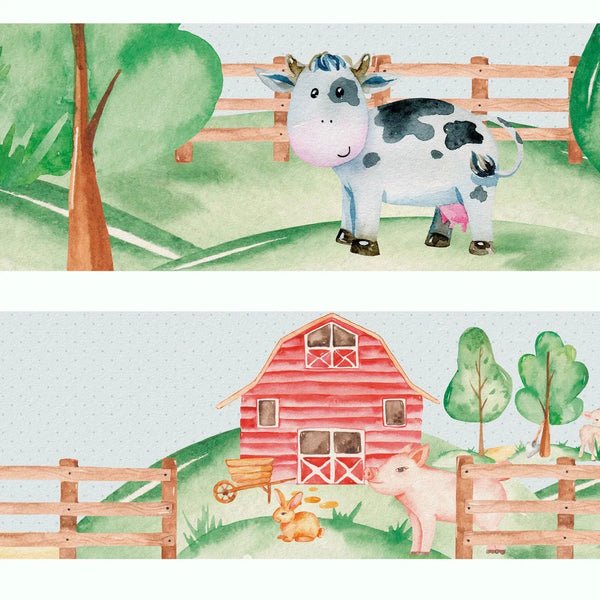Bauernhof Bordüre Vliestapete für Kinderzimmer Tiere - Sunnywall - Individualität trifft Design