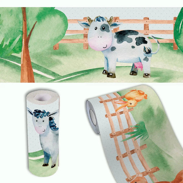 Bauernhof Bordüre Vliestapete für Kinderzimmer Tiere - Sunnywall - Individualität trifft Design