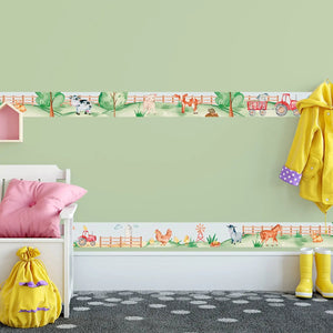 Bauernhof Bordüre Vliestapete für Kinderzimmer Tiere - Sunnywall - Individualität trifft Design