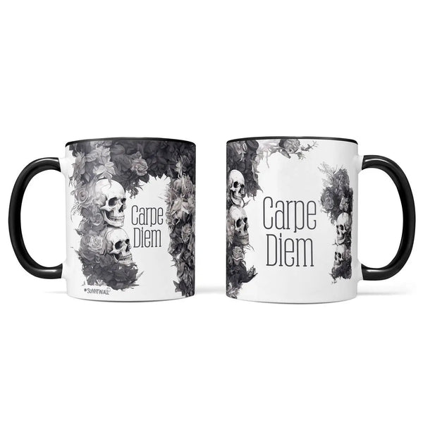 Carpe Diem Kaffeetasse mit Totenkopf Statement Design - Sunnywall - Individualität trifft Design