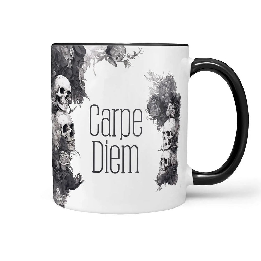 Carpe Diem Kaffeetasse mit Totenkopf Statement Design - Sunnywall - Individualität trifft Design