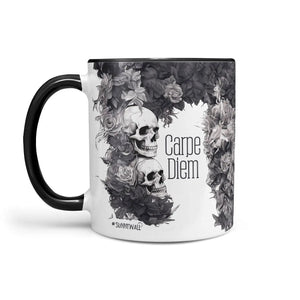 Carpe Diem Kaffeetasse mit Totenkopf Statement Design - Sunnywall - Individualität trifft Design