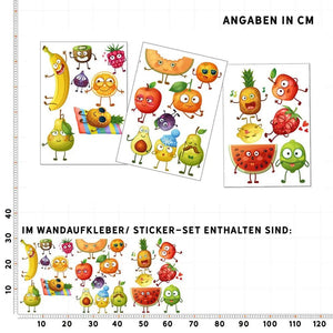 Comic Fruits - Wandtattoo Kinderzimmer Küche Wandaufkleber - Sunnywall - Individualität trifft Design