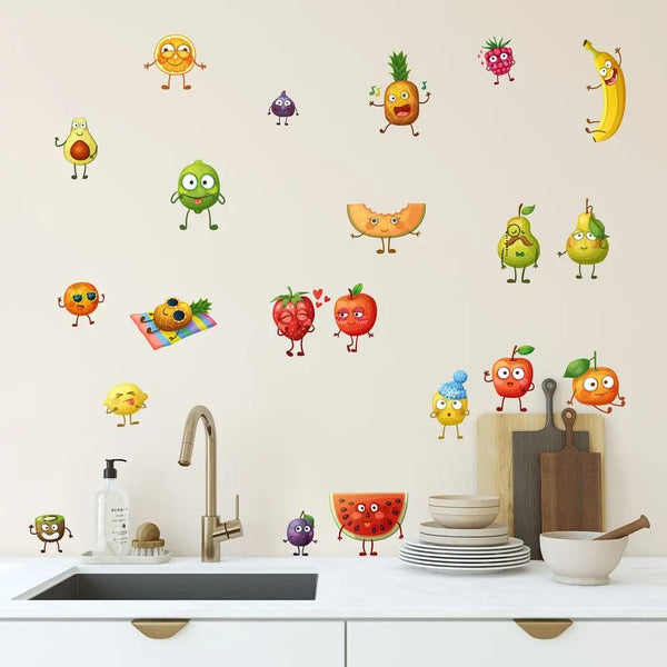 Comic Fruits - Wandtattoo Kinderzimmer Küche Wandaufkleber - Sunnywall - Individualität trifft Design
