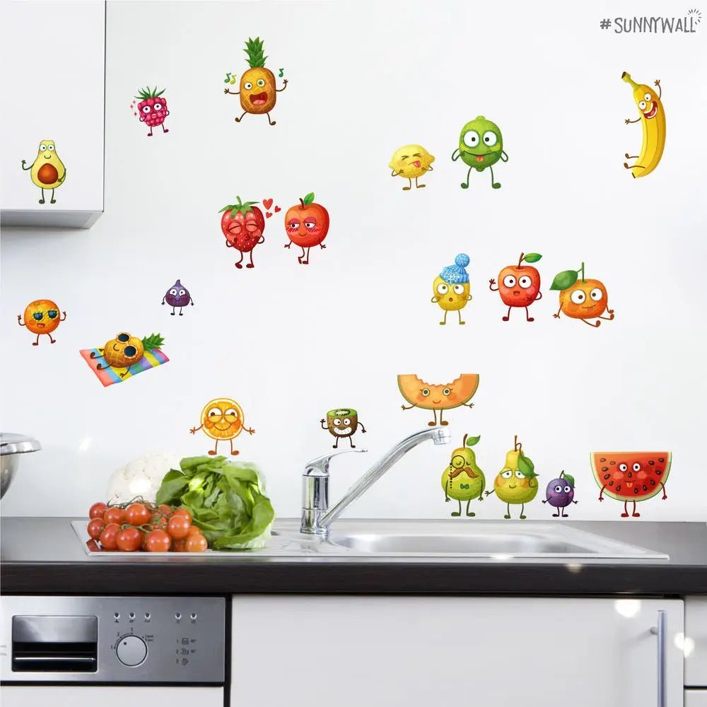 Comic Fruits - Wandtattoo Kinderzimmer Küche Wandaufkleber - Sunnywall - Individualität trifft Design
