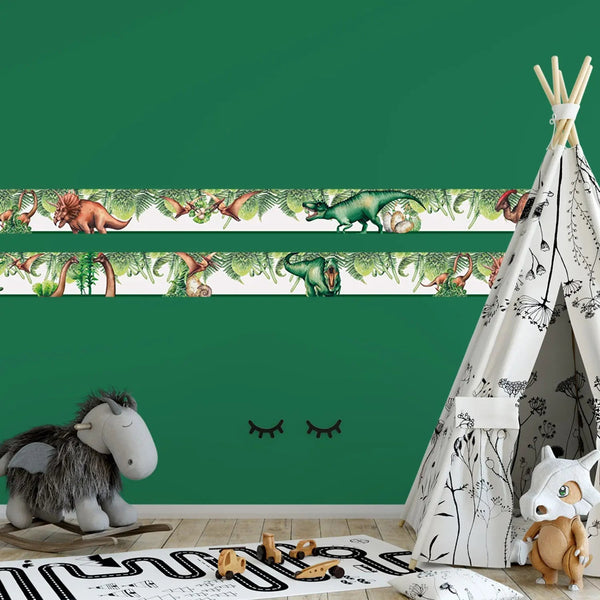 Dinosaurier T-Rex Bordüre Kinderzimmer Vliestapete - Sunnywall - Individualität trifft Design