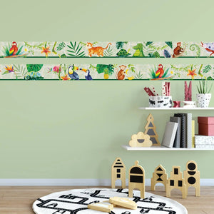 Dschungel Wildtiere Bordüre Vliestapete Kinderzimmer - Sunnywall - Individualität trifft Design