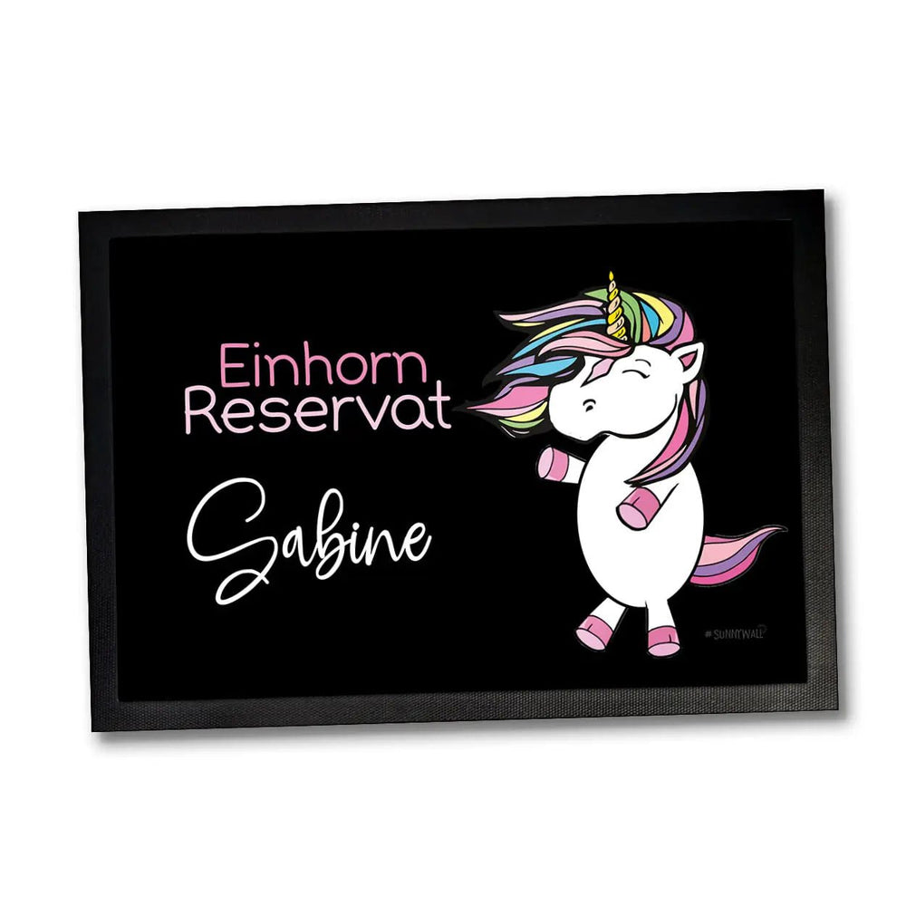 Einhorn Fussmatte personalisiert mit Wunschname RESERVAT - Sunnywall - Individualität trifft Design