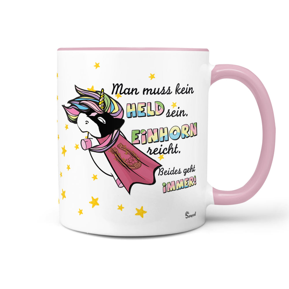 Einhorn Tasse Held sein Einhorn reicht – Beides geht immer - Sunnywall - Individualität trifft Design