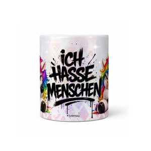 Einhorn Tasse „Ich hasse Menschen“ – Lustige Kaffeetasse - Sunnywall - Individualität trifft Design