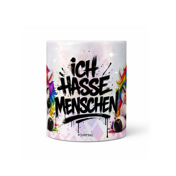 Einhorn Tasse „Ich hasse Menschen“ – Lustige Kaffeetasse - Sunnywall - Individualität trifft Design