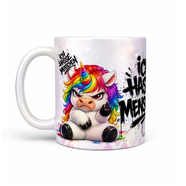 Einhorn Tasse „Ich hasse Menschen“ – Lustige Kaffeetasse - Sunnywall - Individualität trifft Design