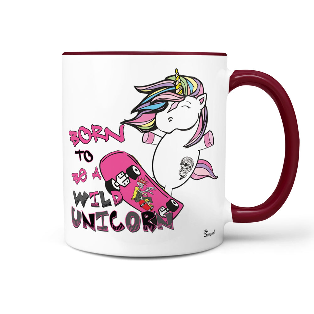 Einhorn Tasse Wild – Born to be a wild unicorn mit Skateboard - Sunnywall - Individualität trifft Design