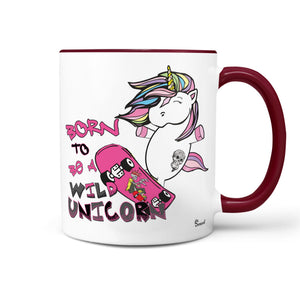Einhorn Tasse Wild – Born to be a wild unicorn mit Skateboard - Sunnywall - Individualität trifft Design