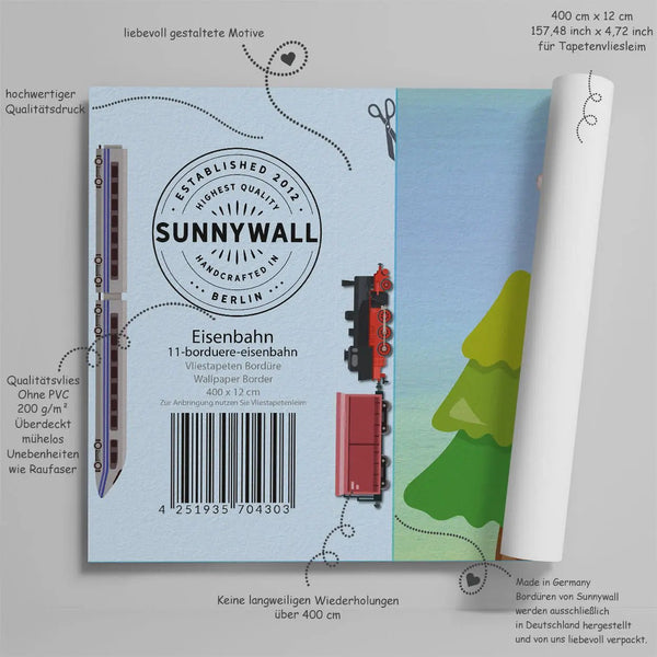 Eisenbahn Zug Bordüre Wandbordüre für Kinderzimmer Sunnywall - Sunnywall - Individualität trifft Design