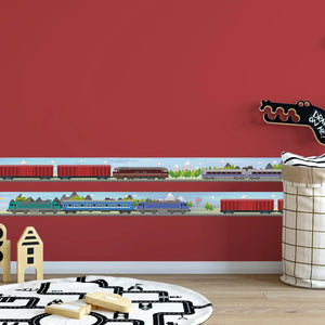 Eisenbahn Zug Bordüre Wandbordüre für Kinderzimmer Sunnywall - Sunnywall - Individualität trifft Design