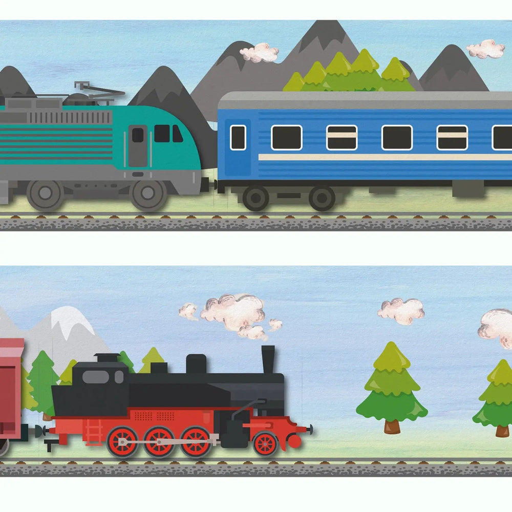 Eisenbahn Zug Bordüre Wandbordüre für Kinderzimmer Sunnywall - Sunnywall - Individualität trifft Design