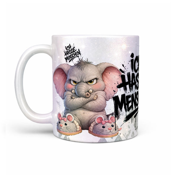 Elefant Tasse „Ich hasse Menschen“ – Lustige Kaffeetasse - Sunnywall - Individualität trifft Design