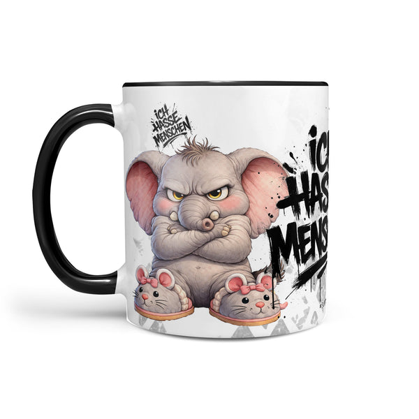 Elefant Tasse „Ich hasse Menschen“ – Lustige Kaffeetasse - Sunnywall - Individualität trifft Design