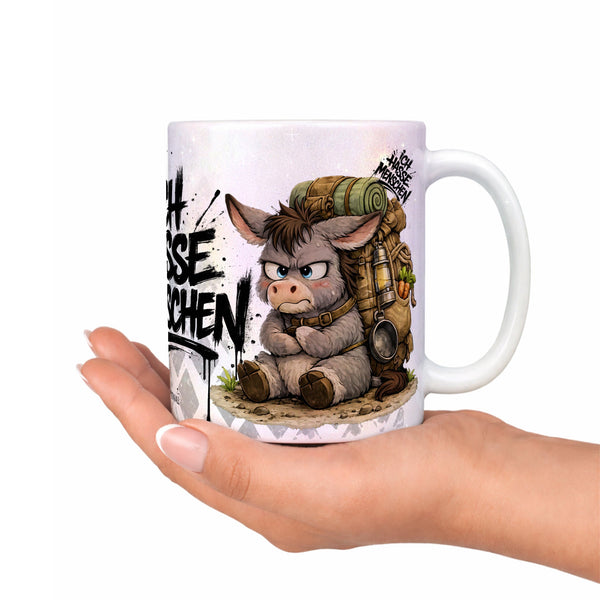 Esel Tasse „Ich hasse Menschen“ – Lustige Kaffeetasse - Sunnywall - Individualität trifft Design