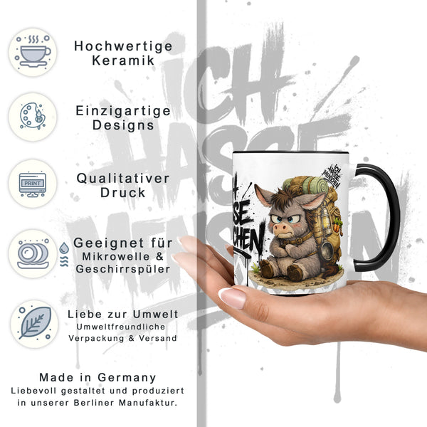 Esel Tasse „Ich hasse Menschen“ – Lustige Kaffeetasse - Sunnywall - Individualität trifft Design
