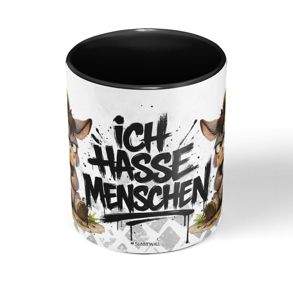 Esel Tasse „Ich hasse Menschen“ – Lustige Kaffeetasse - Sunnywall - Individualität trifft Design