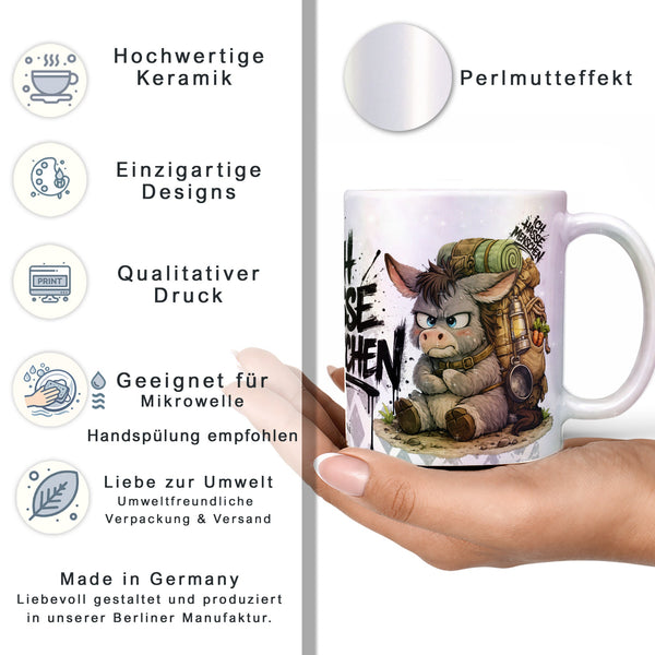 Esel Tasse „Ich hasse Menschen“ – Lustige Kaffeetasse - Sunnywall - Individualität trifft Design