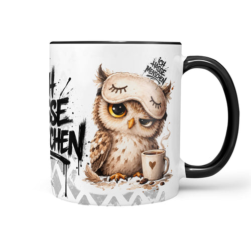 Eule Tasse „Ich hasse Menschen“ – Lustige Kaffeetasse - Sunnywall - Individualität trifft Design