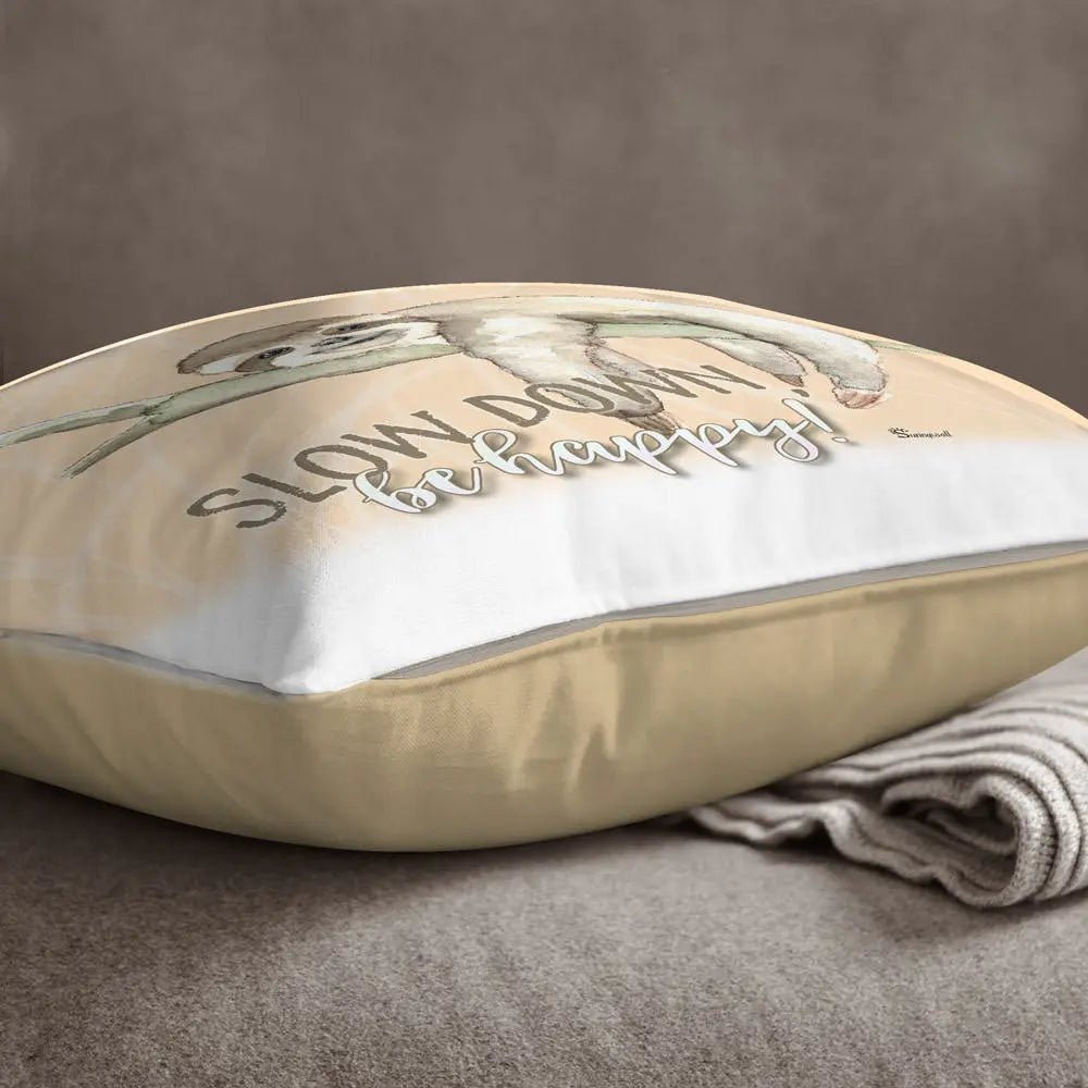 Faultier sloth slow down - be happy Kissen pillow Sunnywall® - Sunnywall - Individualität trifft Design