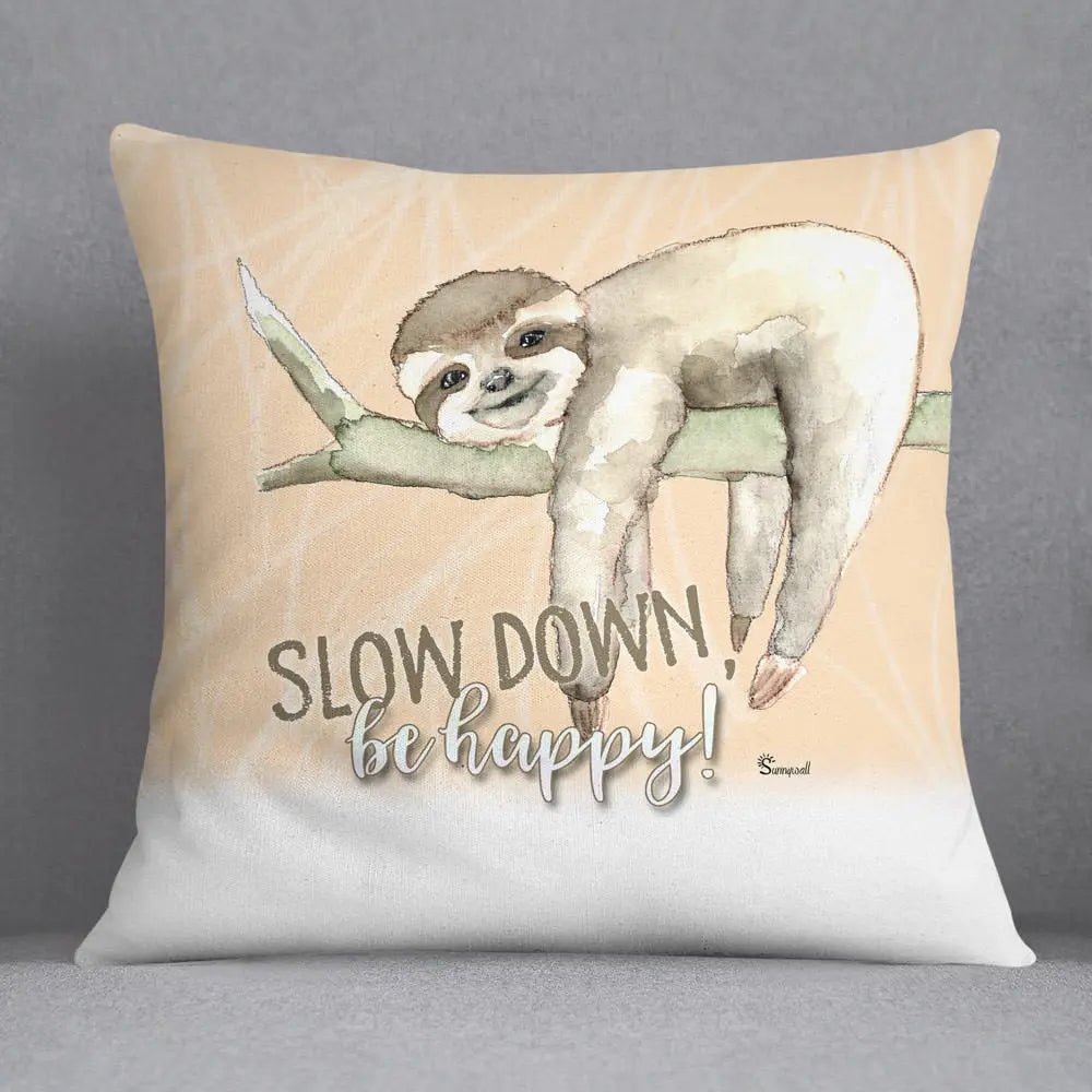 Faultier sloth slow down - be happy Kissen pillow Sunnywall® - Sunnywall - Individualität trifft Design
