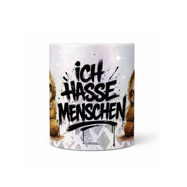 Faultier Tasse „Ich hasse Menschen“ – Lustige Kaffeetasse - Sunnywall - Individualität trifft Design