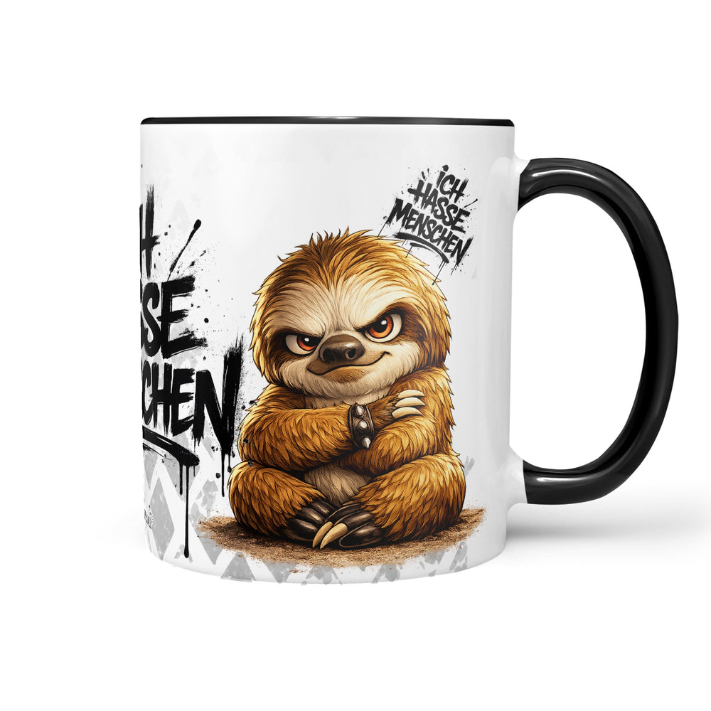 Faultier Tasse „Ich hasse Menschen“ – Lustige Kaffeetasse - Sunnywall - Individualität trifft Design