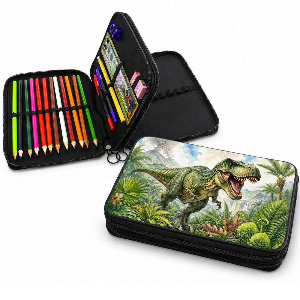 🎁 Federtasche T-Rex Dinosaurier – komplett gefülltes Mäppchen (100% off) - Sunnywall - Individualität trifft Design