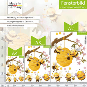 Fensterbild Bienen auf Honigsuche im Kirschbaum | Fenster Dekoration - Sunnywall - Individualität trifft Design