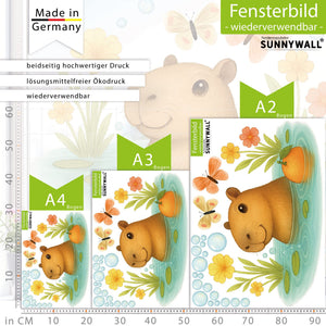 Fensterbild Capybara im Wasser - Badespaß fürs Fenster - Sunnywall - Individualität trifft Design