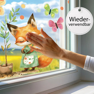 Fensterbild Fuchs Frühlingsgarten Fensterdekoration statisch haftend wiederverwendbar - Sunnywall - Individualität trifft Design
