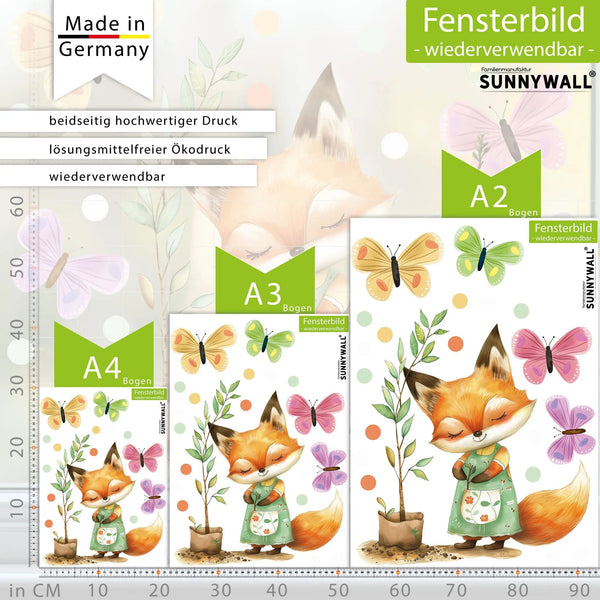 Fensterbild Fuchs Frühlingsgarten Fensterdekoration statisch haftend wiederverwendbar - Sunnywall - Individualität trifft Design