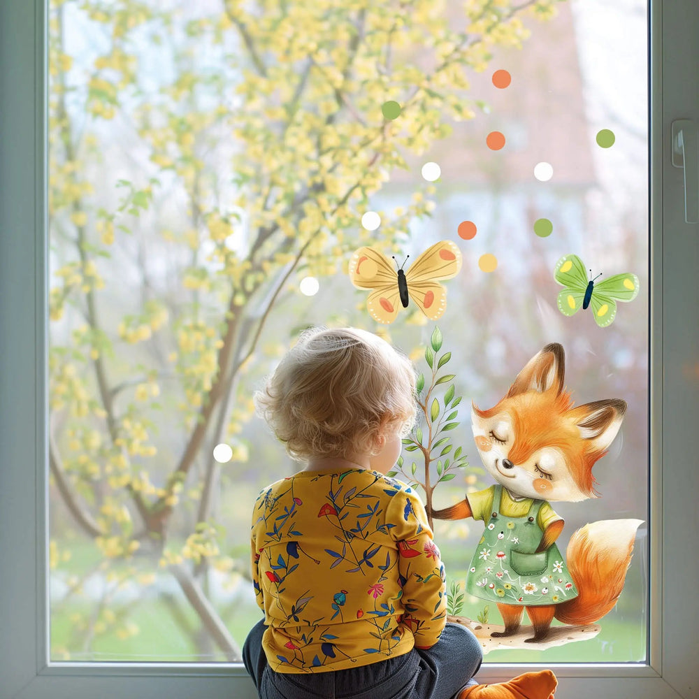 Fensterbild Fuchs Garten beidseitig Frühling wiederverwendbar - Sunnywall - Individualität trifft Design
