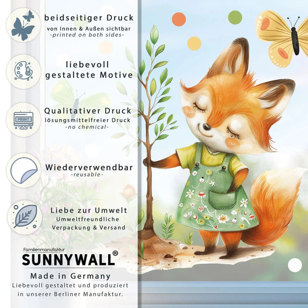 Fensterbild Fuchs Garten beidseitig Frühling wiederverwendbar - Sunnywall - Individualität trifft Design