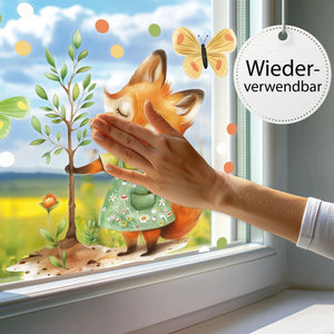 Fensterbild Fuchs Garten beidseitig Frühling wiederverwendbar - Sunnywall - Individualität trifft Design