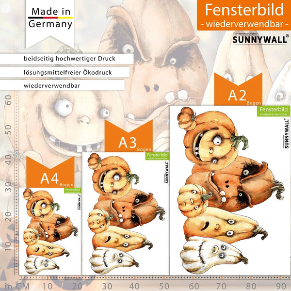 Fensterbild Halloween Gruselige Kürbisse | Fenster Dekoration - Sunnywall - Individualität trifft Design