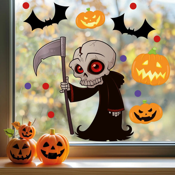 Fensterbild Halloween Sensemann | Grim Reaper| Fenster Dekoration - Sunnywall - Individualität trifft Design