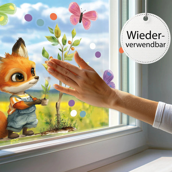 Fensterbild Kleiner Fuchs im Gärtnerglück | Fenster Dekoration - Sunnywall - Individualität trifft Design